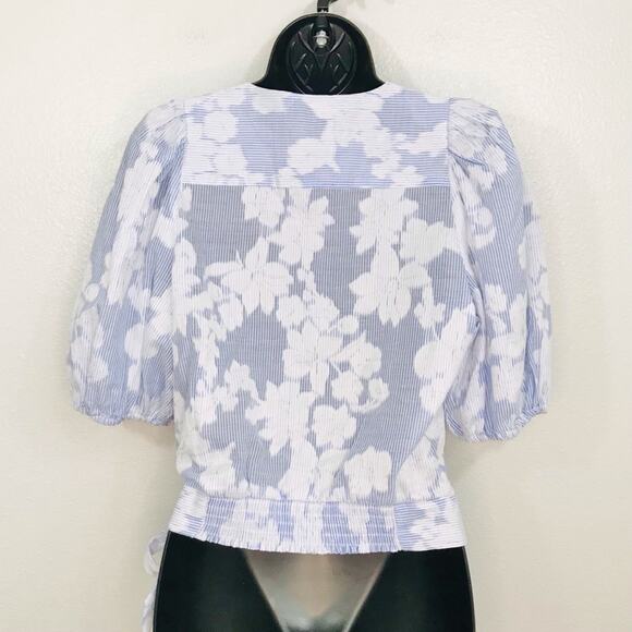 Banana Republic Floral Puff Sleeve Blouse Top Smart Prep Beach Clean Romantic, S - Picture 4 of 11